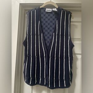 The Villager Striped Sweater Vest in Navy and White